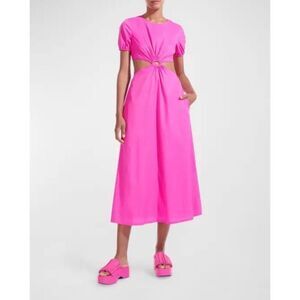 STAUD Calypso O-Ring Cutout Midi Dress Bougainvillea Pink